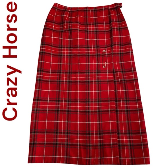 Crazy Horse Plaid Long Red Black Lightweight Maxi Skirt - Women’s 10 - Picture 10 of 10